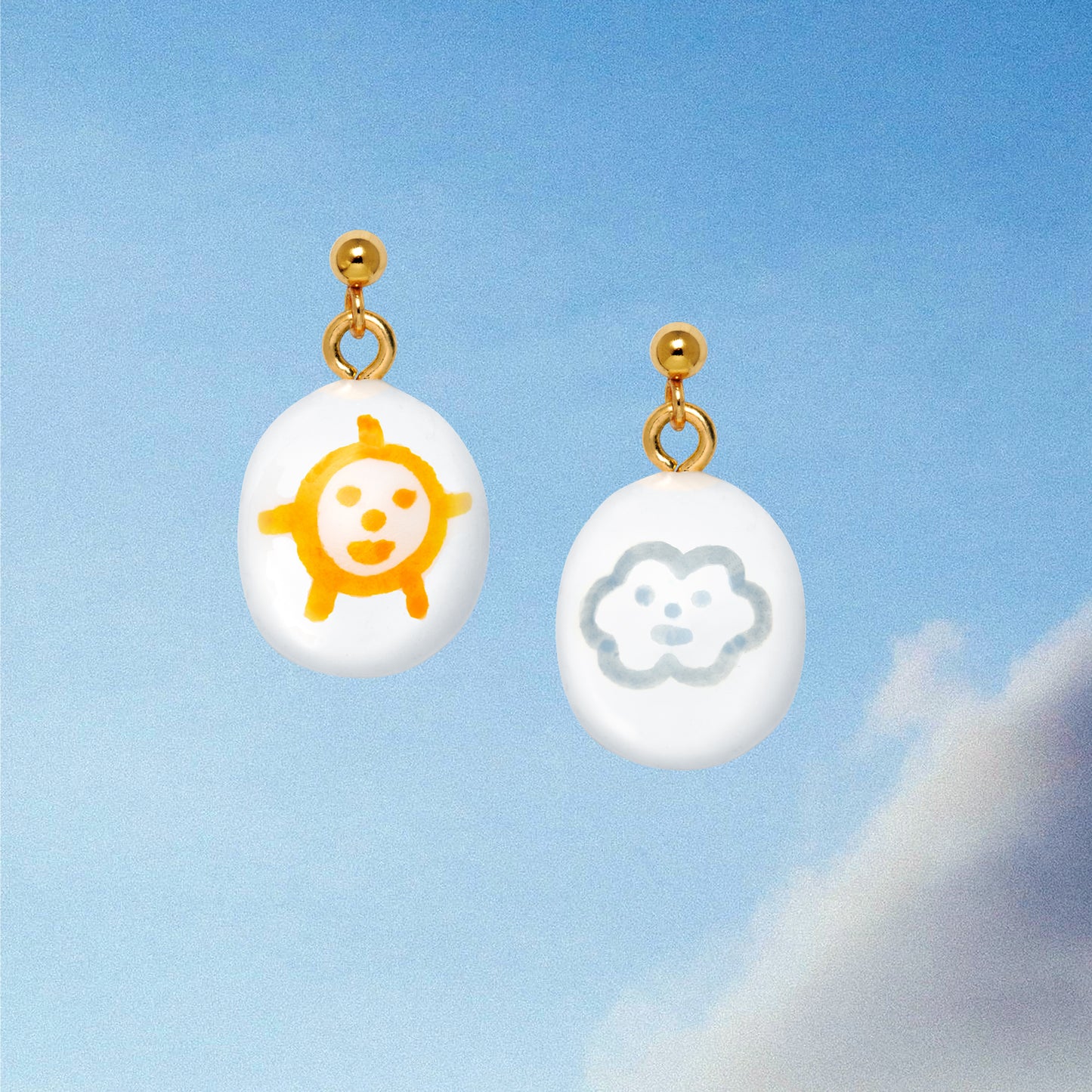 Dainty Mismatched Sun & Cloud Dangle